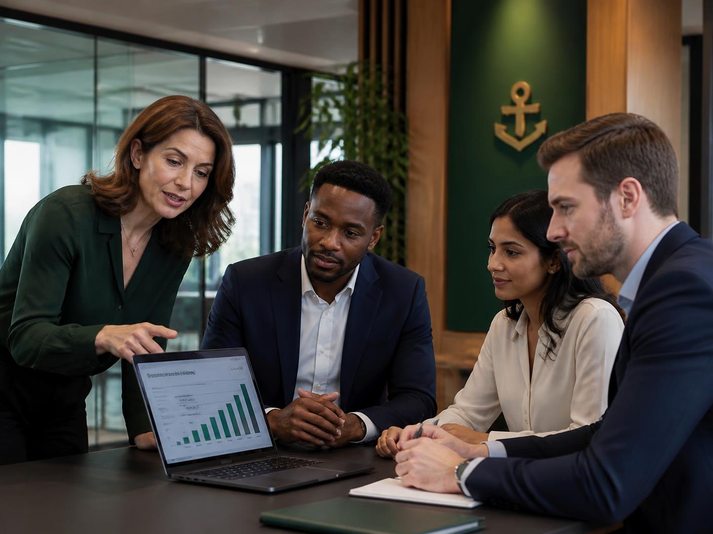 Business team reviewing finances